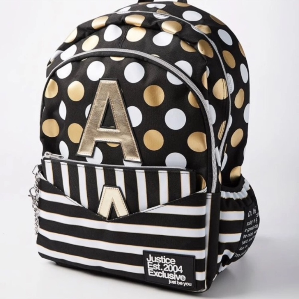 JUSTICE Girls Initial A Backpack Wristlet Set NIP